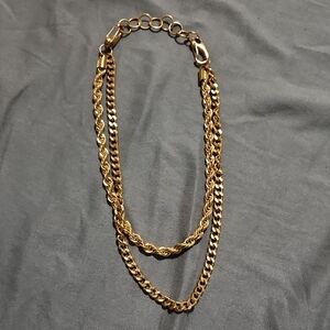 gold plated double layer necklace